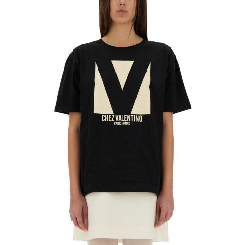 CHEZ VALENTINO PRINT COTTON JERSEY T-SHIRT