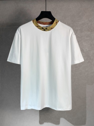 Burberry Check Trim Cotton T-shirt in Chalk