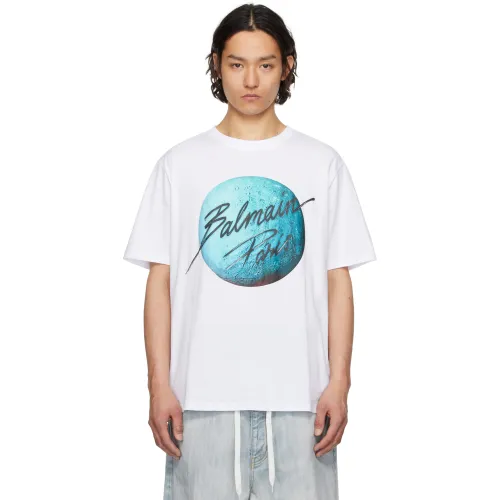 Balmain Printed Paris logo and planet T-shirt