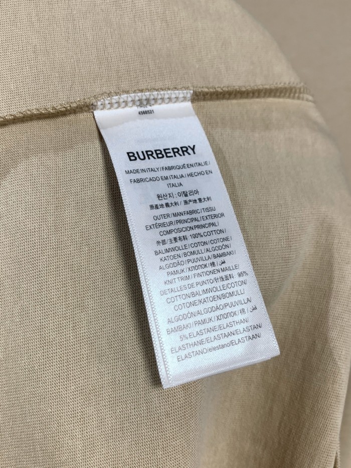 Burberry Check Trim Cotton T-shirt in Chalk