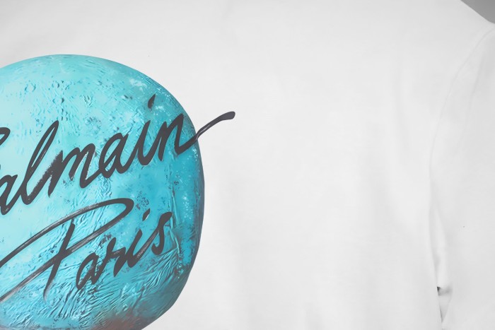 Balmain Printed Paris logo and planet T-shirt