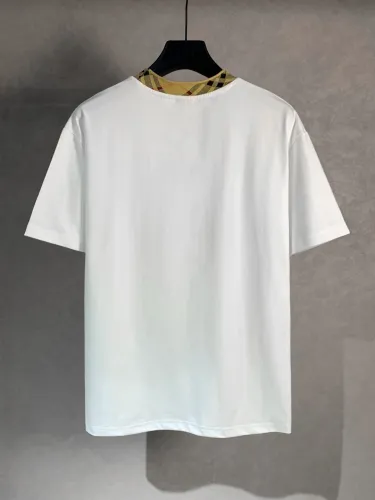 Burberry Check Trim Cotton T-shirt in Chalk