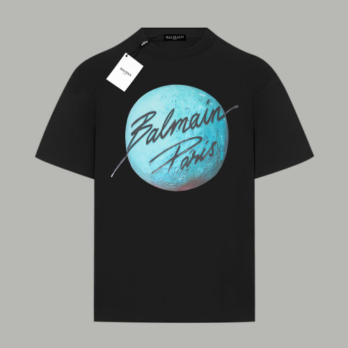 Balmain Printed Paris logo and planet T-shirt