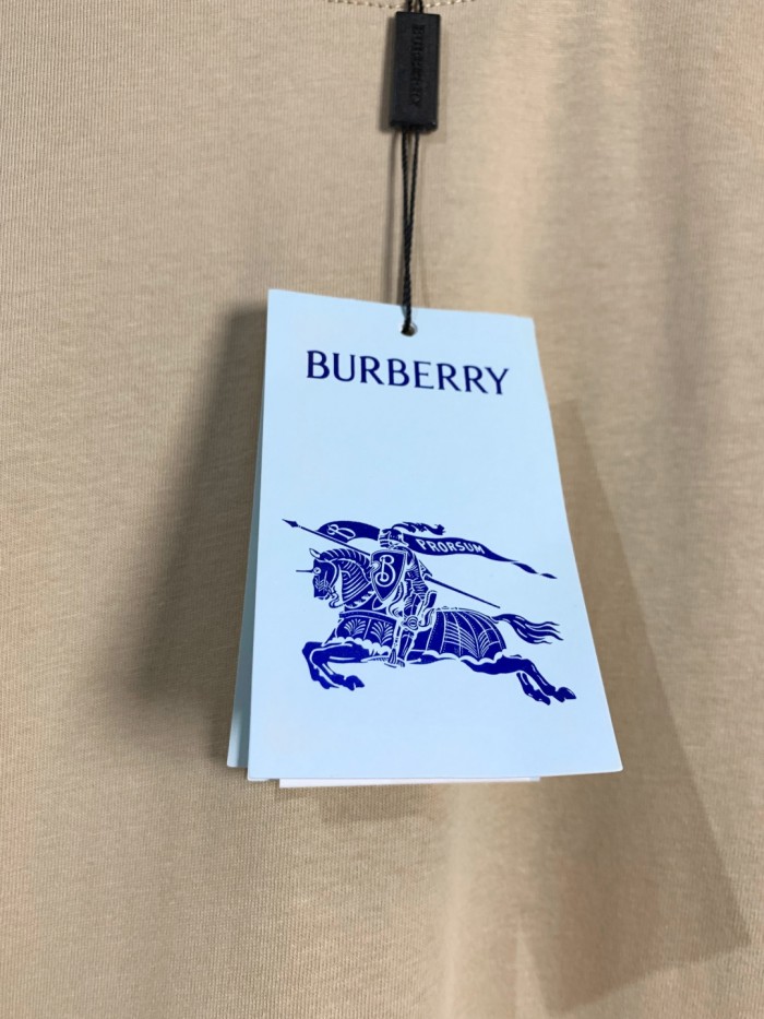 Burberry Check Trim Cotton T-shirt in Chalk