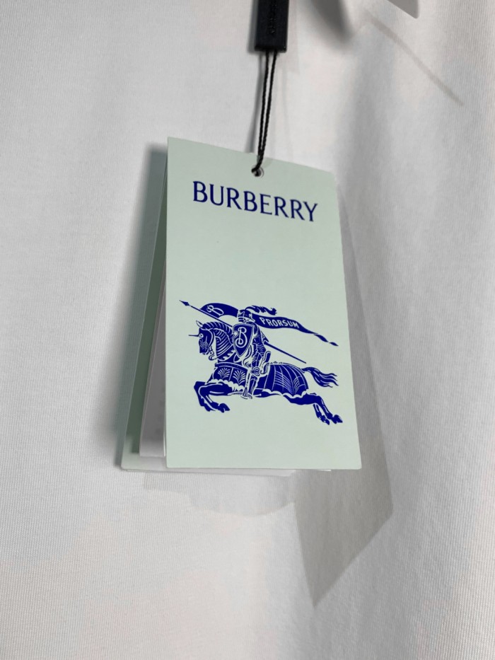 Burberry Check Trim Cotton T-shirt in Chalk