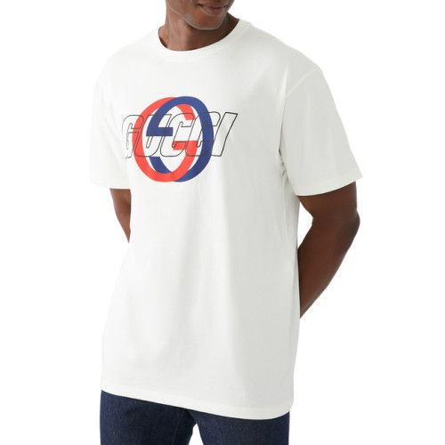 GUCCI Cotton Jersey Printed T-shirt in off white