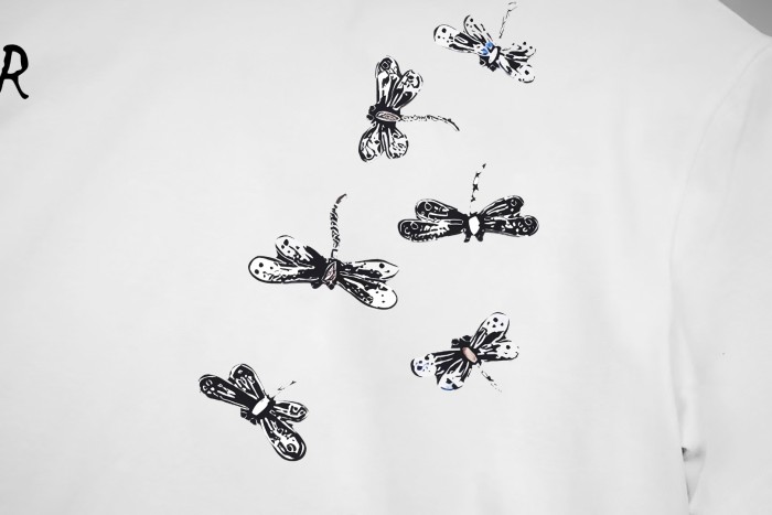 Dior Dragonfly Logo Cotton Short-Sleeved T-Shirt