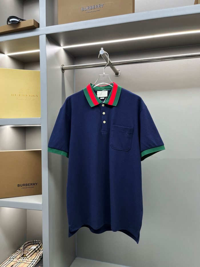 Gucci Cotton Piquet Polo With Web Collar