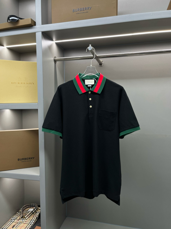 Gucci Cotton Piquet Polo With Web Collar