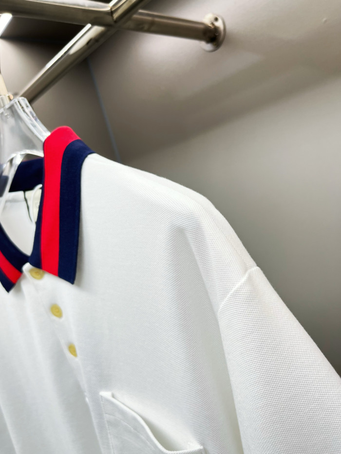 Gucci Cotton Piquet Polo With Web Collar