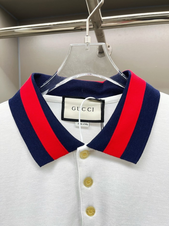 Gucci Cotton Piquet Polo With Web Collar