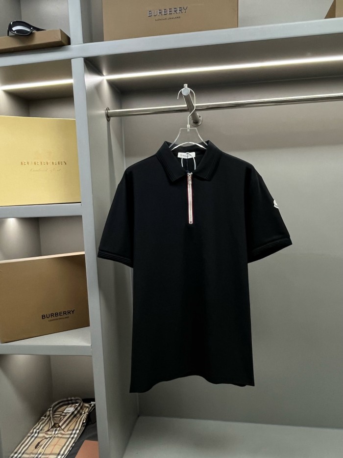 Moncler Tricolour Trim Cotton Piquet Polo Shirt