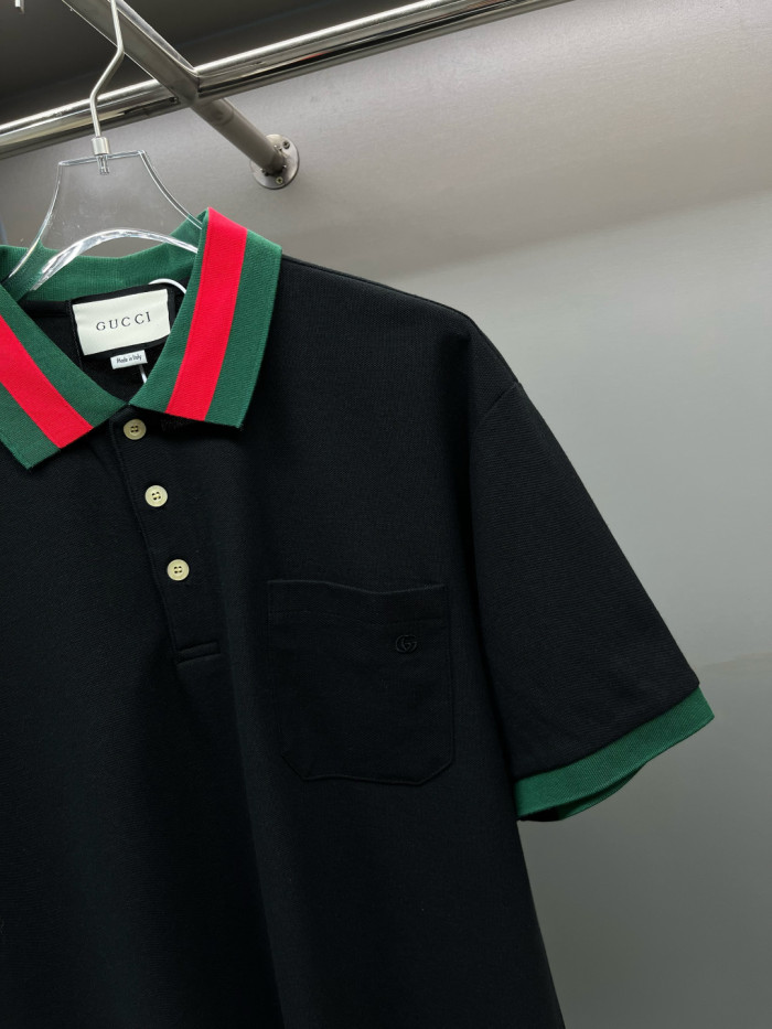Gucci Cotton Piquet Polo With Web Collar