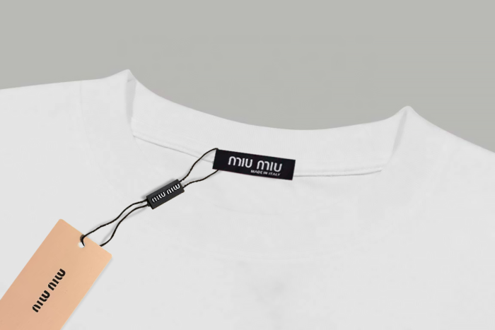 Miumiu Logo Cotton Jersey Short Sleeve T-shirt