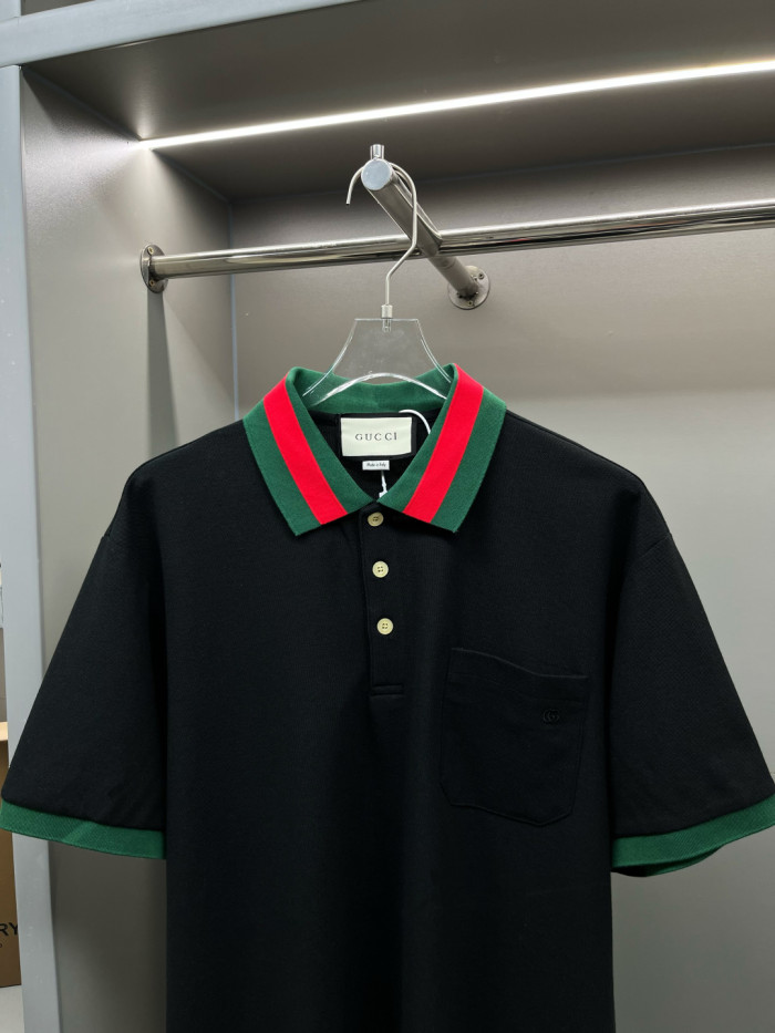 Gucci Cotton Piquet Polo With Web Collar