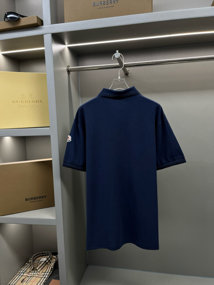 Moncler Tricolour Trim Cotton Piquet Polo Shirt