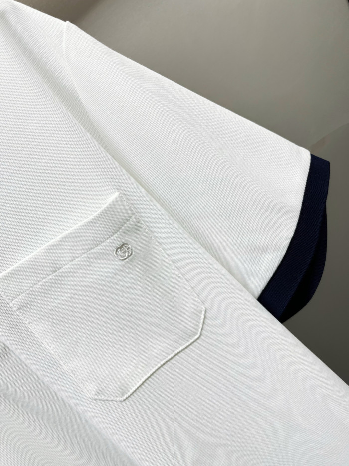 Gucci Cotton Piquet Polo With Web Collar