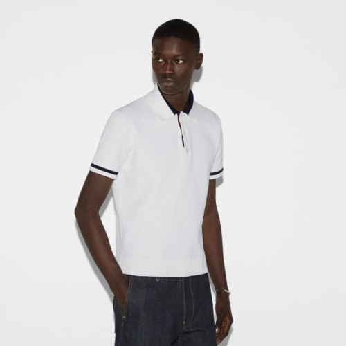 Gucci Knit Cotton Polo Shirt With Intarsia