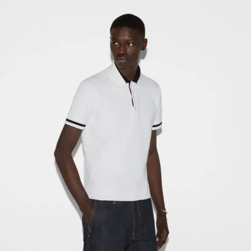 Gucci Knit Cotton Polo Shirt With Intarsia