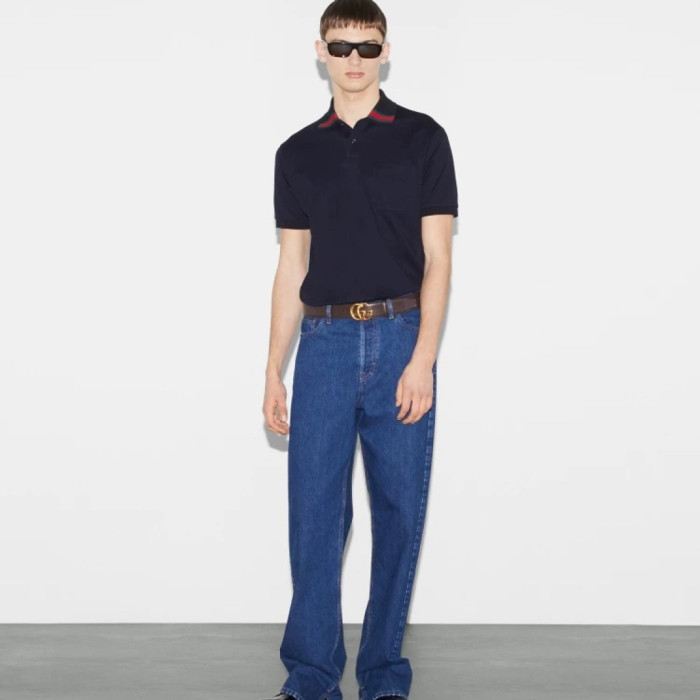 GUCCI Cotton Polo Shirt with Web