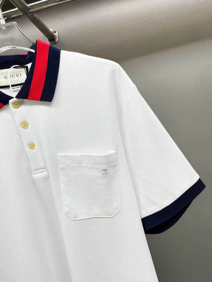 Gucci Cotton Piquet Polo With Web Collar
