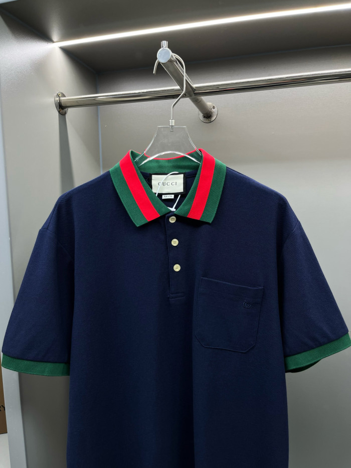 Gucci Cotton Piquet Polo With Web Collar