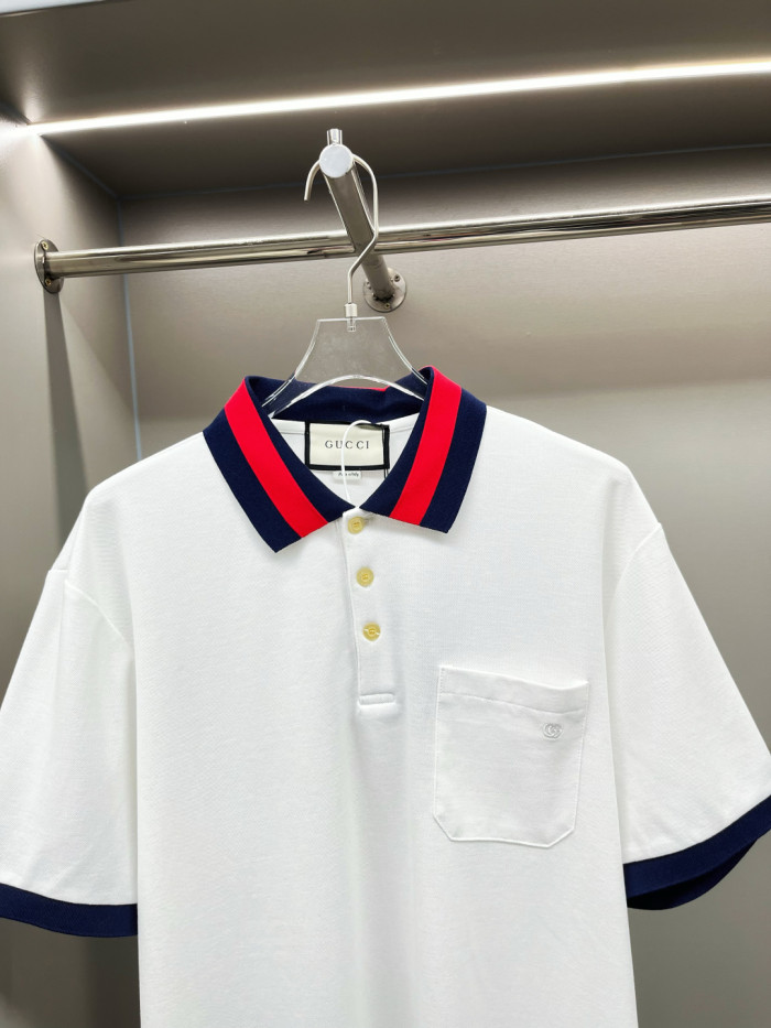 Gucci Cotton Piquet Polo With Web Collar