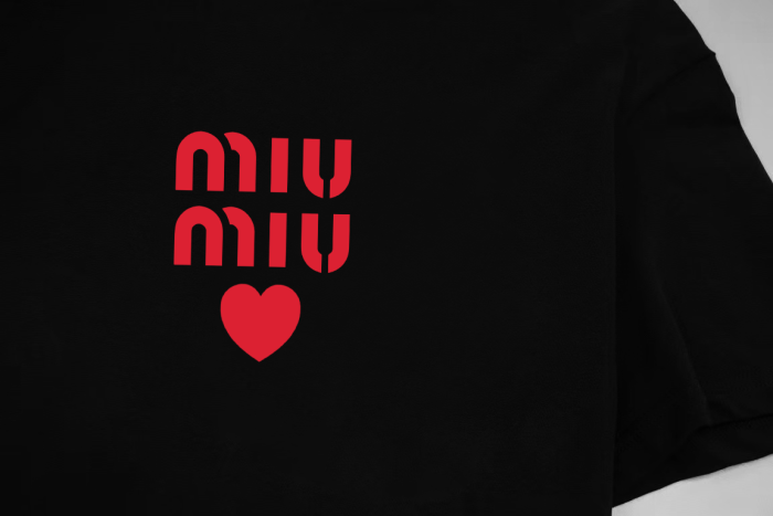 Miumiu Love Cotton Jersey Short Sleeve T-shirt