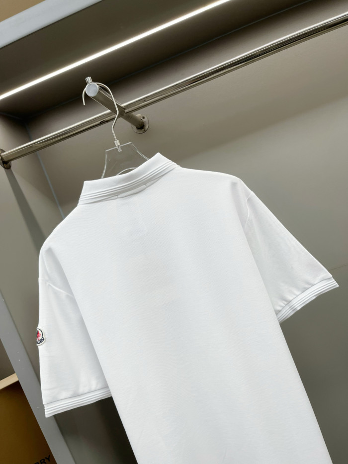 Moncler Tricolour Trim Cotton Piquet Polo Shirt