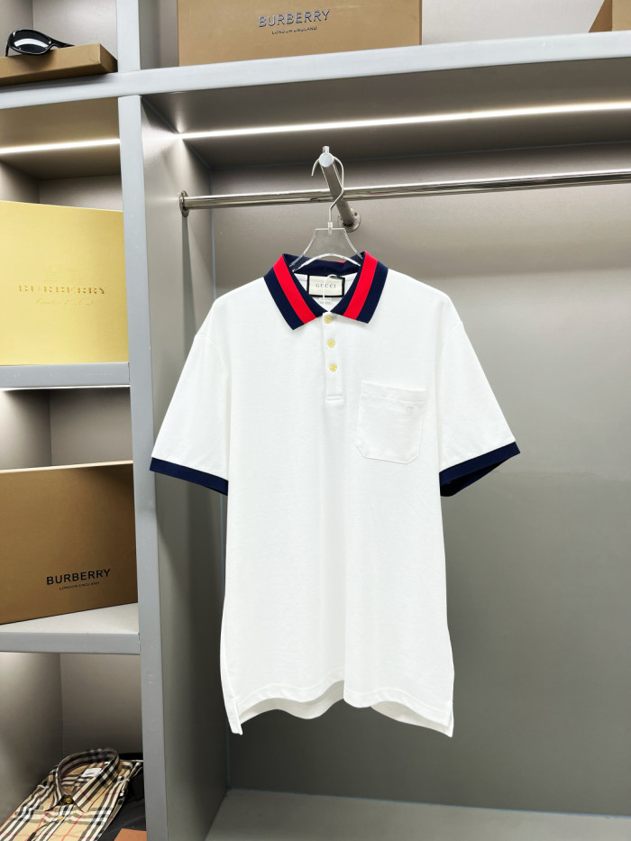 Gucci Cotton Piquet Polo With Web Collar