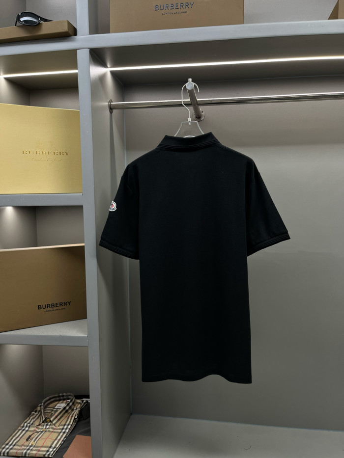 Moncler Tricolour Trim Cotton Piquet Polo Shirt