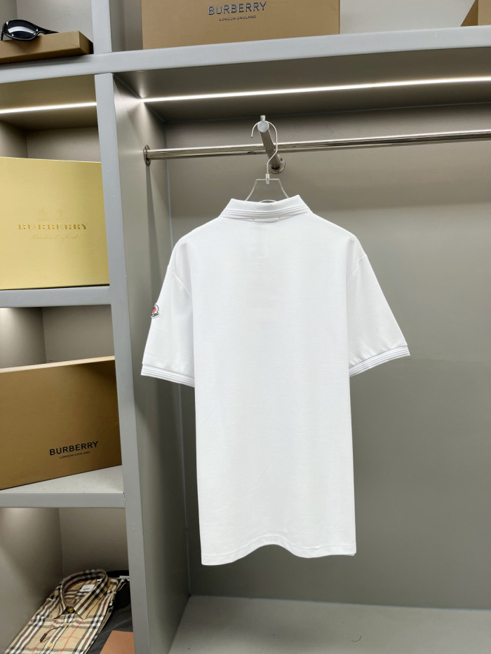 Moncler Tricolour Trim Cotton Piquet Polo Shirt