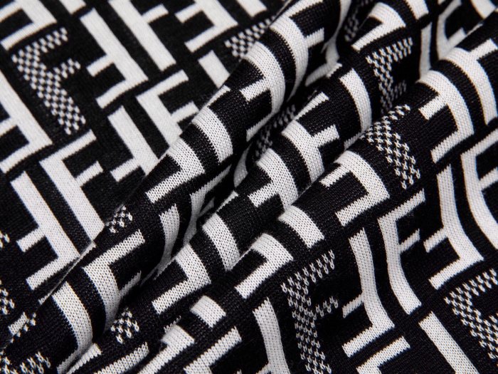 Fendi Jumper Fabric Black Knit Short Sleeve