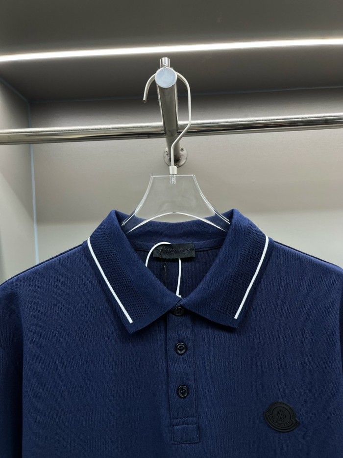 Moncler Optical Logo Patch Cotton Polo Shirt