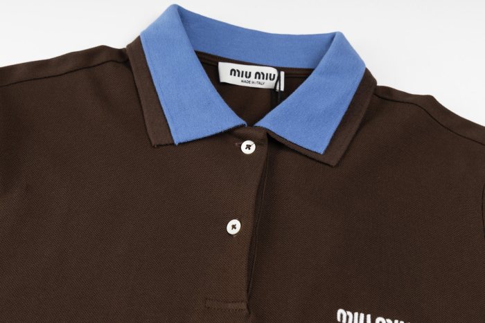 MiuMiu Cocoapervinca Cotton Piqué Polo Shirt