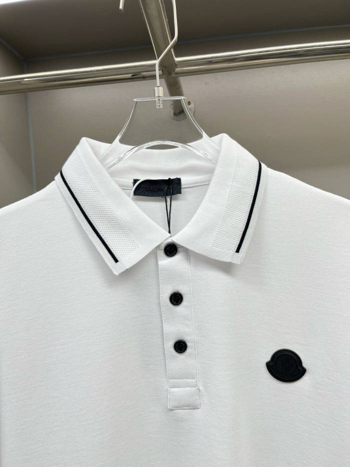 Moncler Optical Logo Patch Cotton Polo Shirt