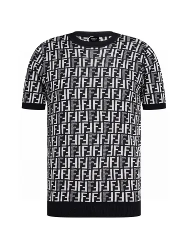 Fendi Jumper Fabric Black Knit Short Sleeve