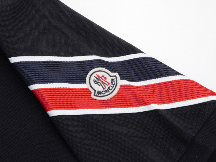 Moncler Tricolor-Trimmed Cotton Piquet Polos T-shirt