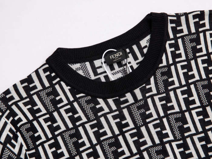 Fendi Jumper Fabric Black Knit Short Sleeve