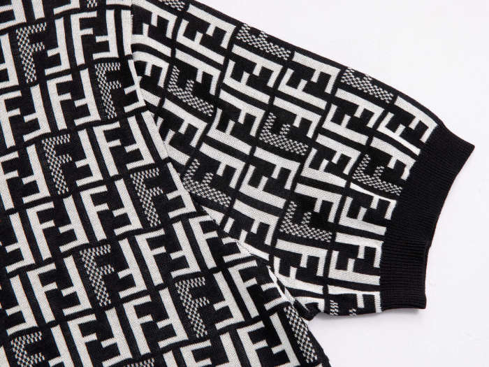 Fendi Jumper Fabric Black Knit Short Sleeve