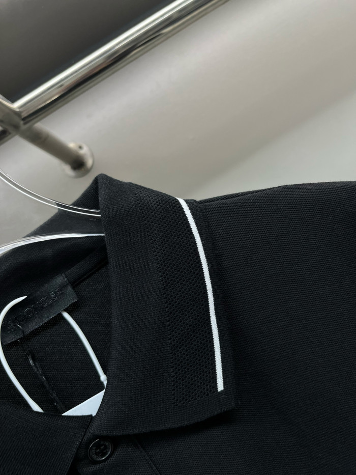 Moncler Optical Logo Patch Cotton Polo Shirt