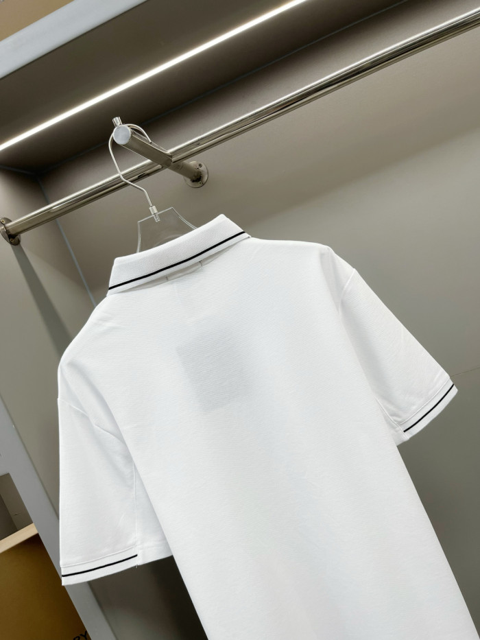 Moncler Optical Logo Patch Cotton Polo Shirt