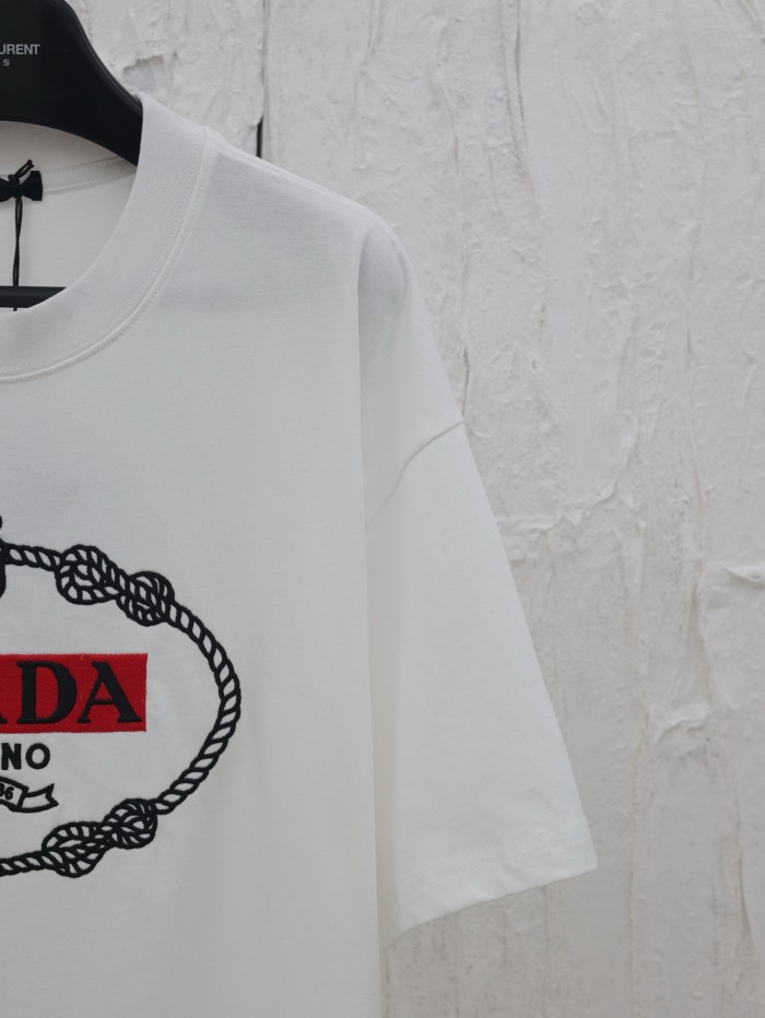 Prada Embroidered Logo T-Shirt