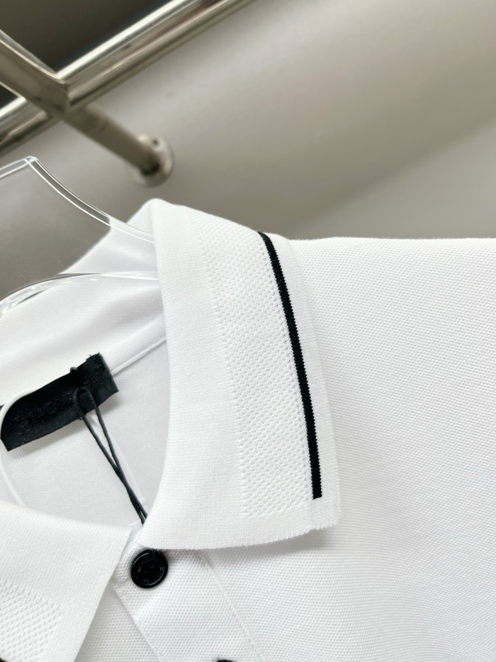 Moncler Optical Logo Patch Cotton Polo Shirt