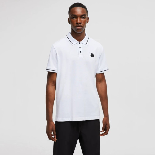 Moncler Optical Logo Patch Cotton Polo Shirt