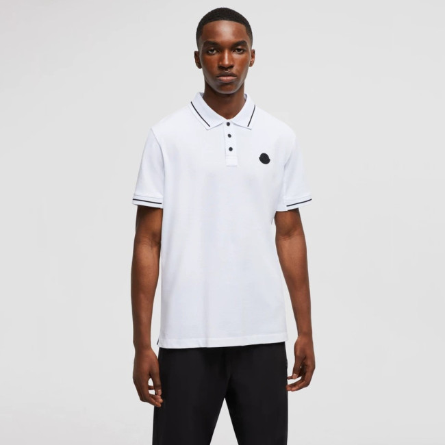 Moncler Optical Logo Patch Cotton Polo Shirt