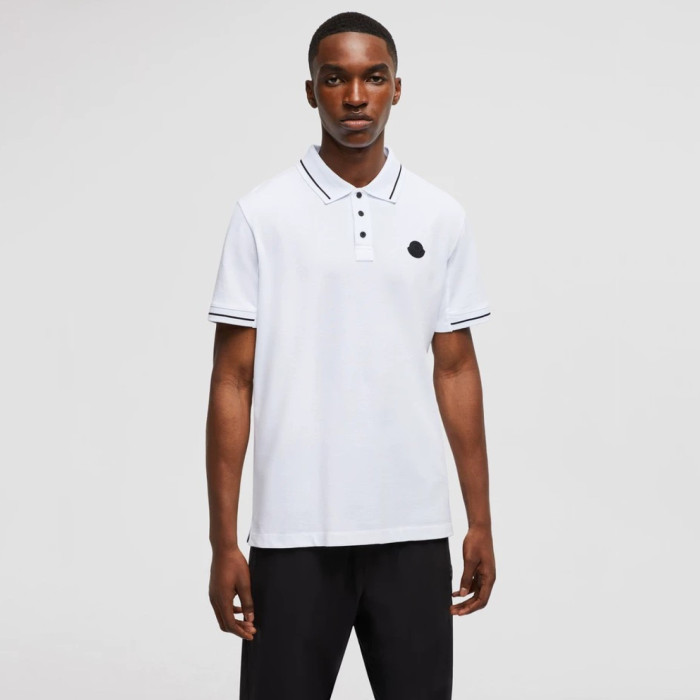 Moncler Optical Logo Patch Cotton Polo Shirt