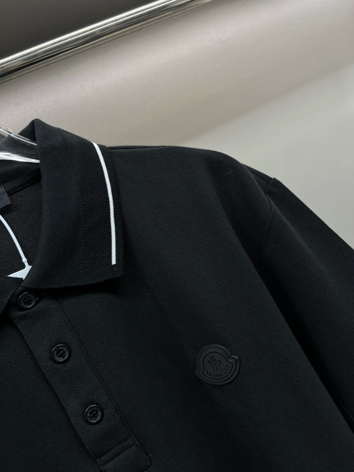 Moncler Optical Logo Patch Cotton Polo Shirt