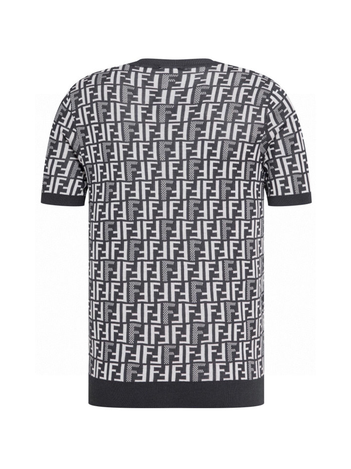 Fendi Jumper Fabric Black Knit Short Sleeve