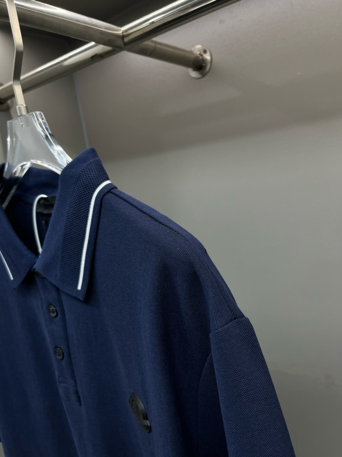 Moncler Optical Logo Patch Cotton Polo Shirt